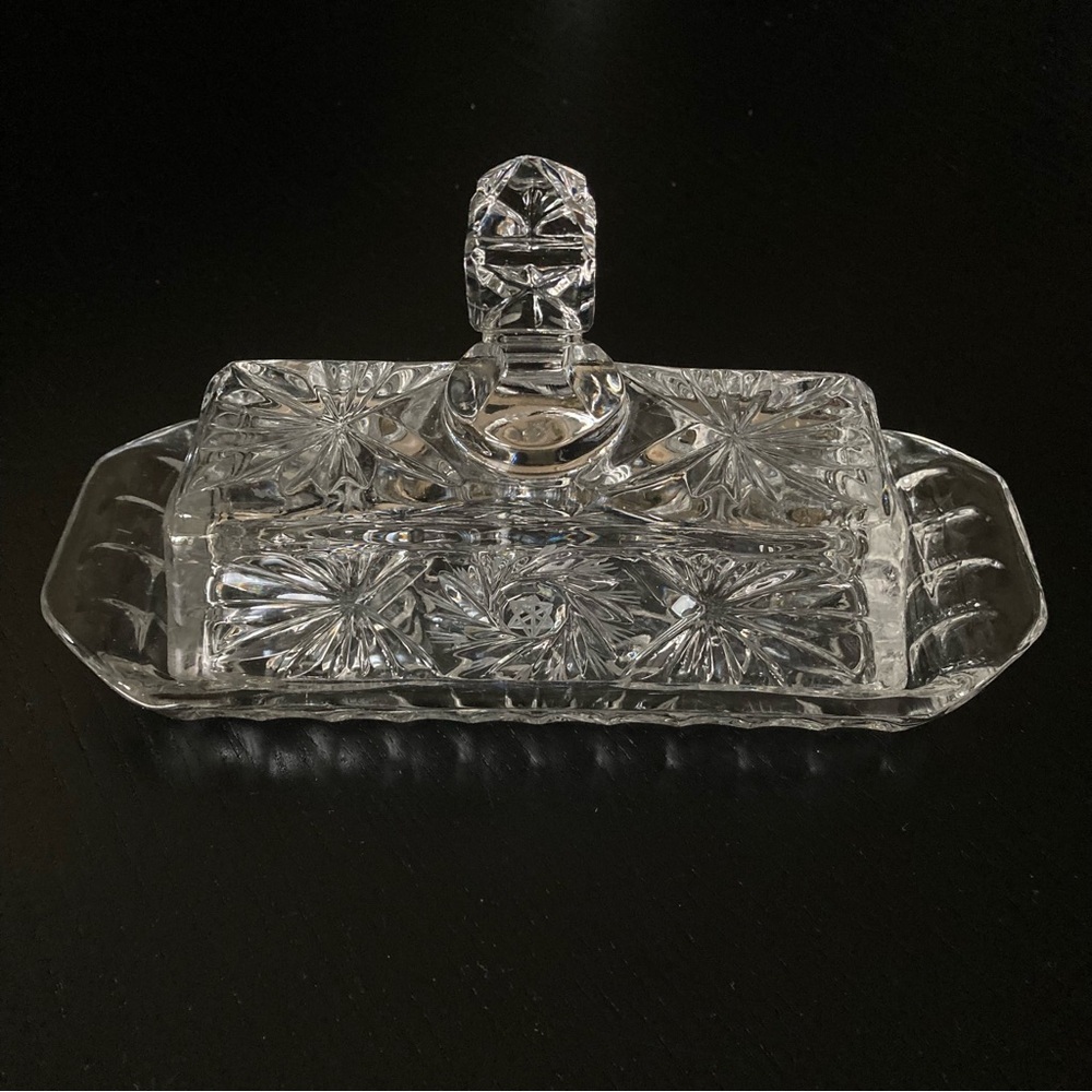 Elegant Crystal Butter Dish